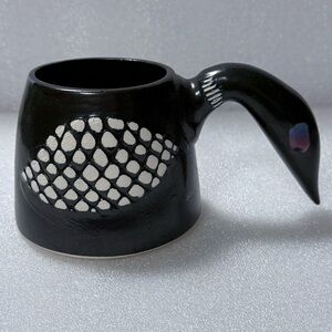 Black Loon Bird coffee cup mug - Stephen Schiffer 1995 Signed Art Pottery
